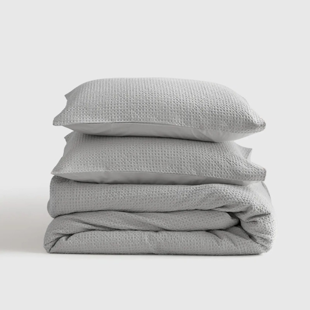 NWOT Quince Organic Luxe Honeycomb Duvet Cover Set King/Cal King